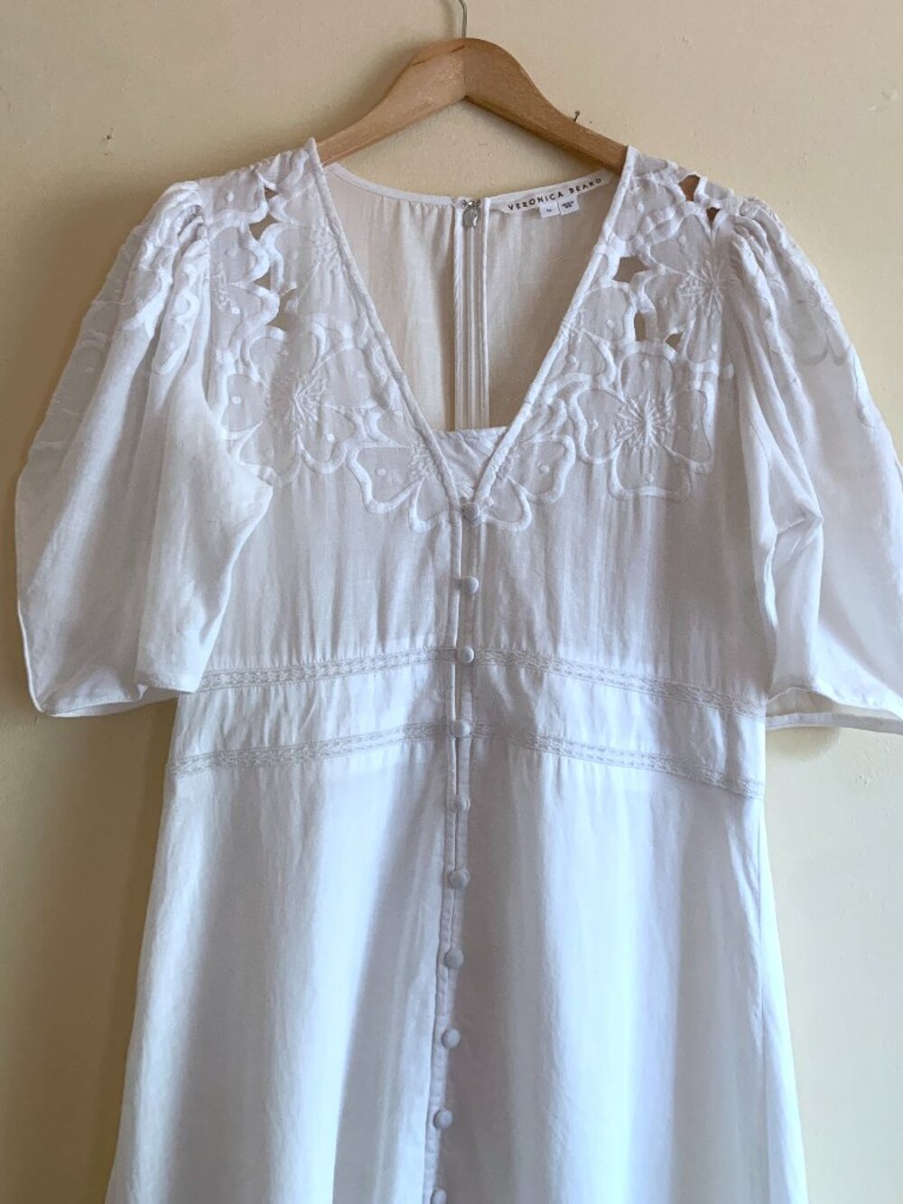 VERONICA BEARD Hope White Floral Embroidered Dress Sz 10 RUNS SMALL - Picture 7 of 14